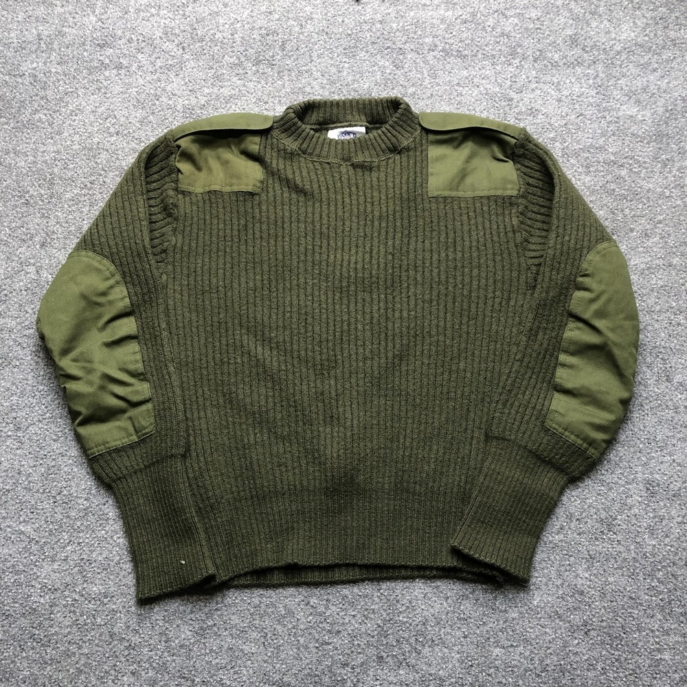 DSCP Sweater Mens Medium Green Wool Service Commando Pullover Army Military